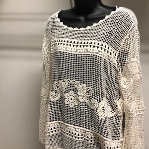 Cream Net Crocheted sweater